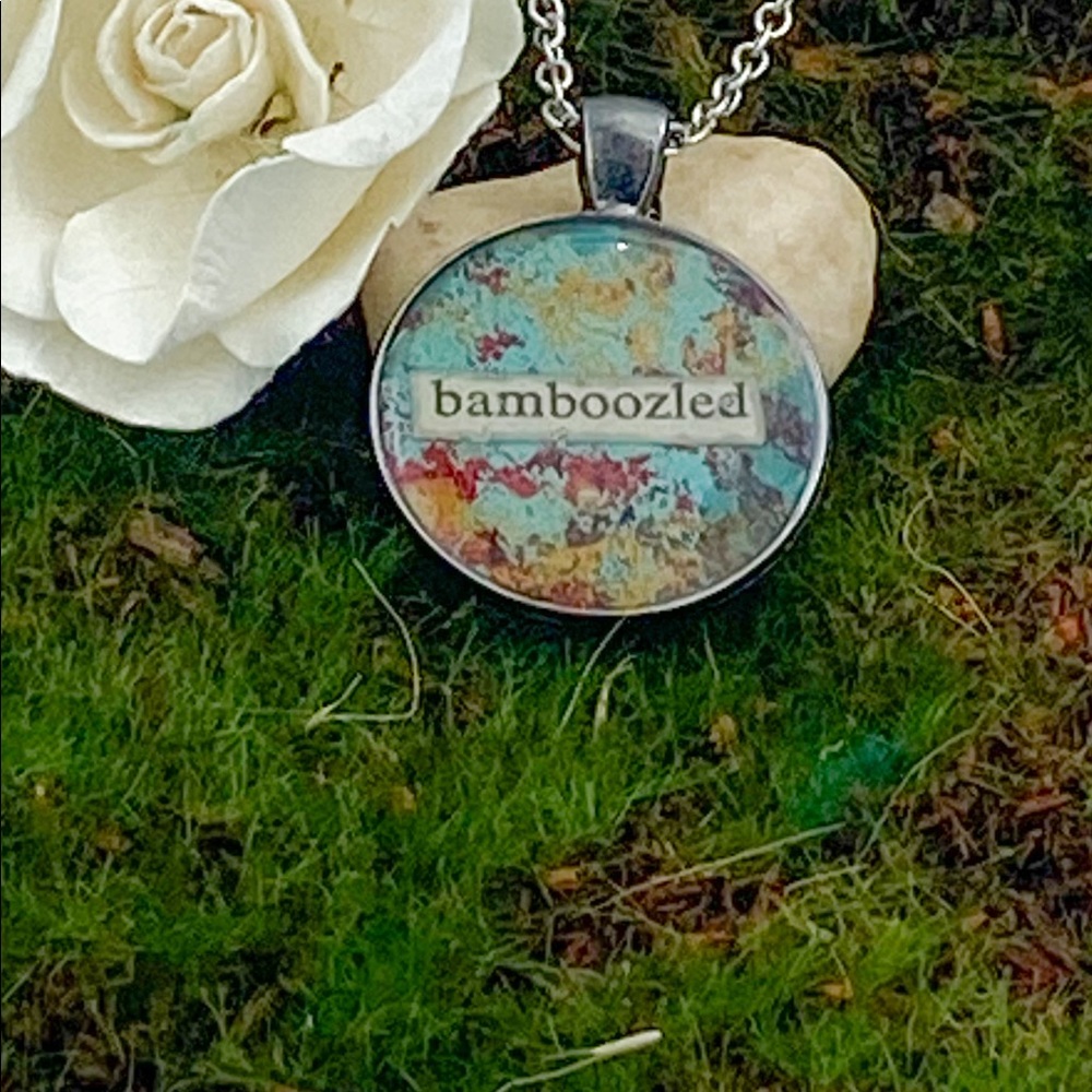 Yellow, Red, and Teal Silver Resin Pendant